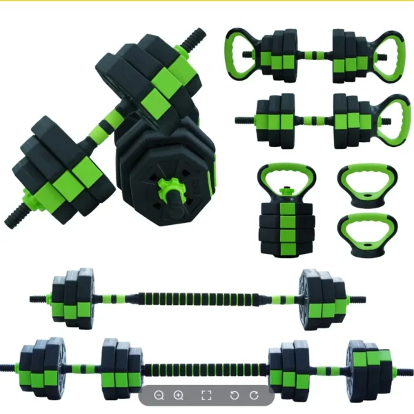 4 in 1 Adjustable Kettlebell, Dumbbell, Barbell and Push Up Home Gym Set
