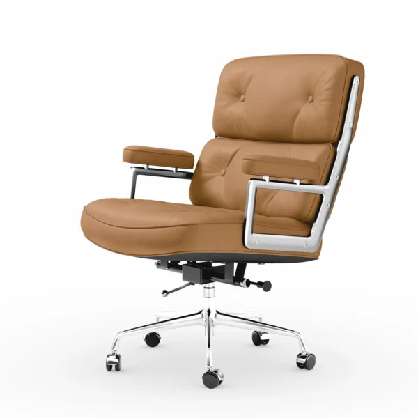 Ergonomic Genuine Leather Office Chair with Aluminum Arms and Wheels